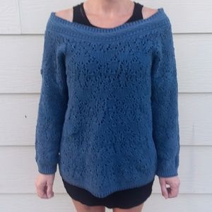 Vintage Anchor Blue Knit Pullover Sweater Large